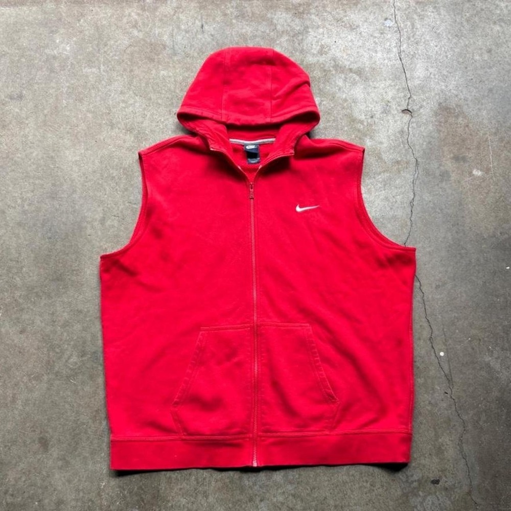 Vintage Y2K Nike red zip up vest hoodie Mens Size XXL